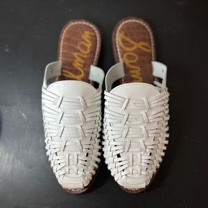 White Sam Edelmon Weaved Mules Size 8.5
